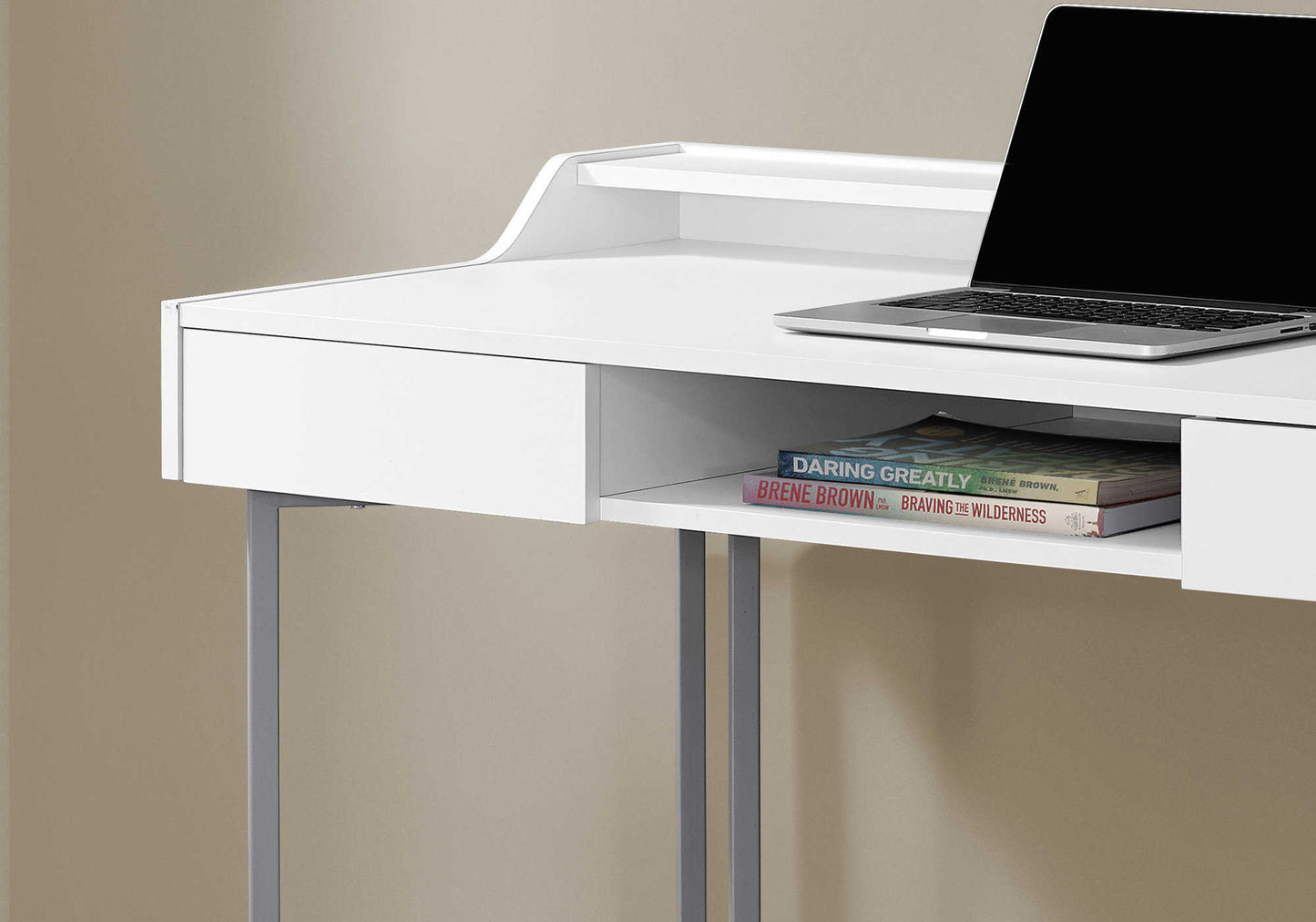 48-inch White Computer Desk with drawers
