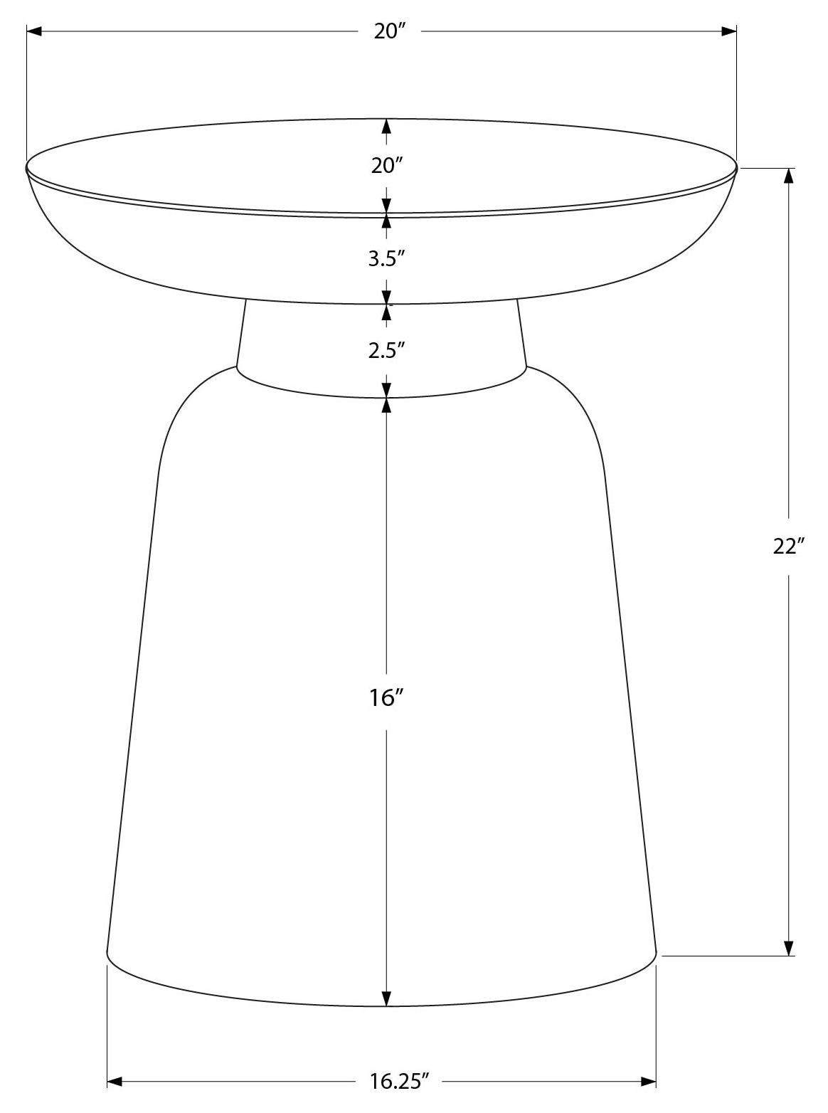 TABLE D'APPOINT - 22"H / EXTRÉMITÉ TAMBOUR EN MÉTAL FER DORÉ