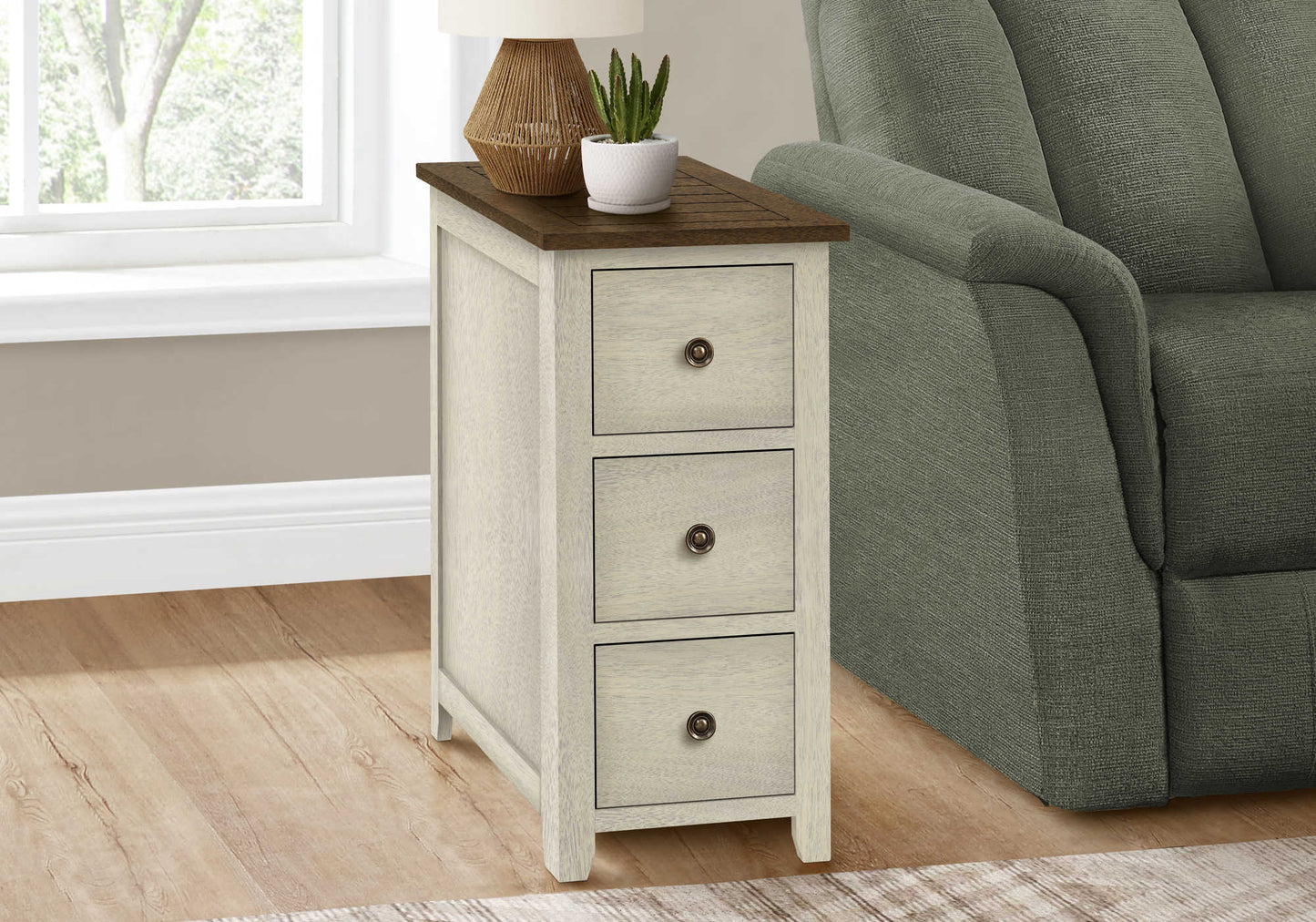ACCENT TABLE - 24"H / ANTIQUE VENEER