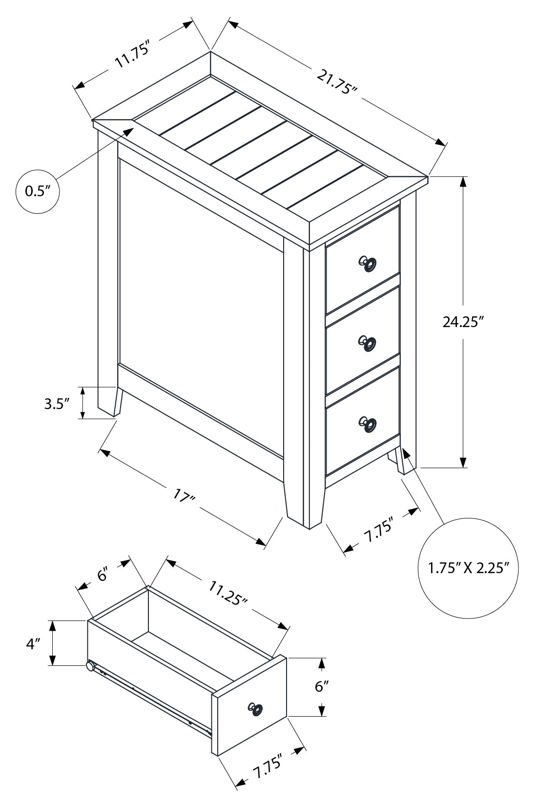 ACCENT TABLE - 24"H / ANTIQUE VENEER