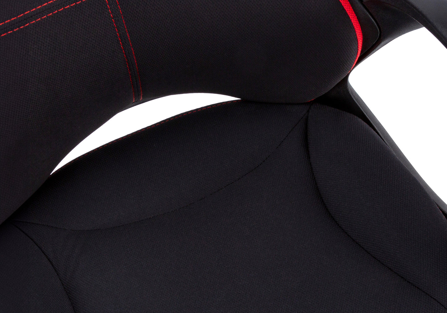 Close-up of breathable red and black fabric on Red and Black Fabric Office Chair