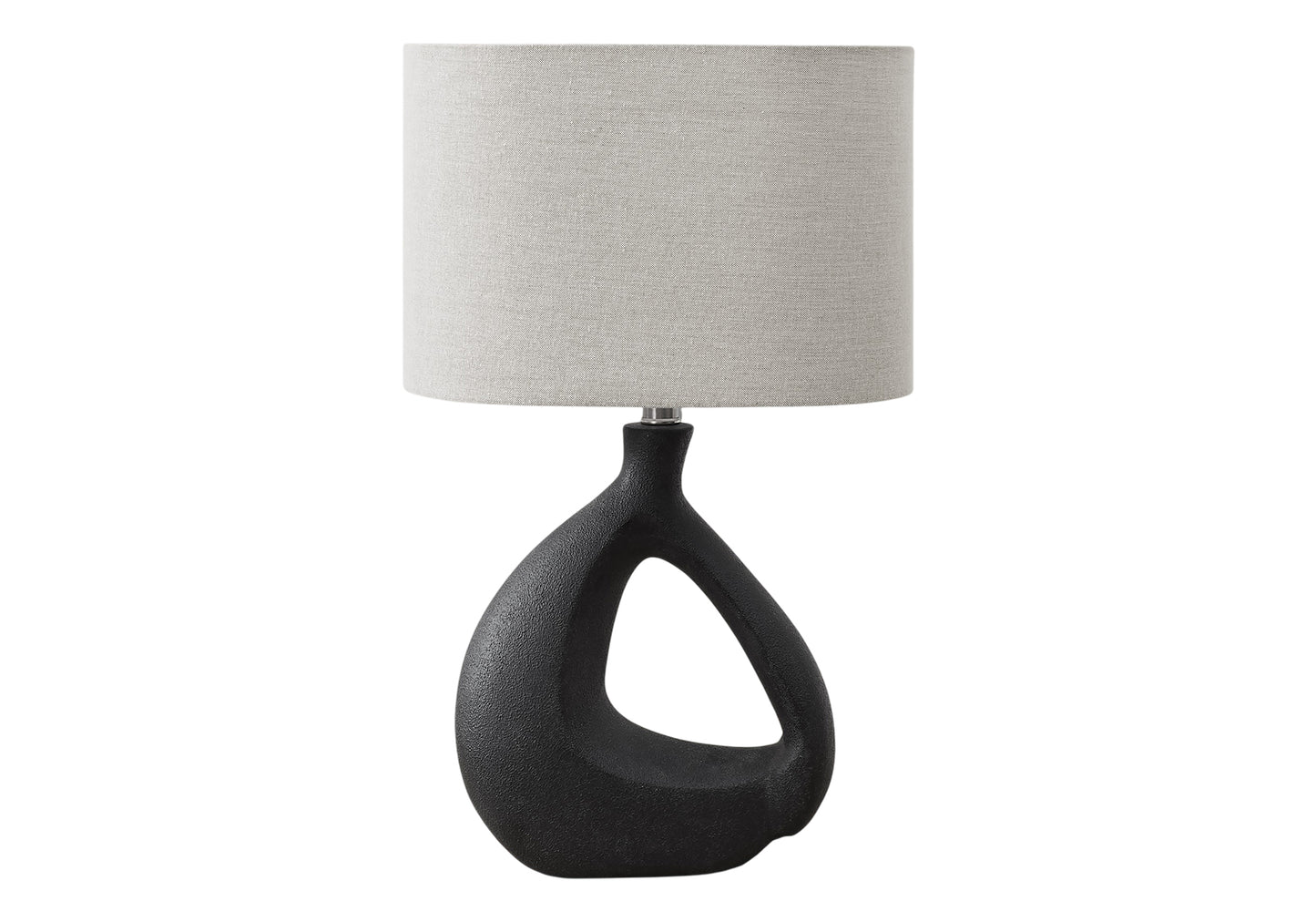 23"H BLACK RESIN TABLE LAMP / GREY SHADE