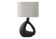 23"H BLACK RESIN TABLE LAMP / GREY SHADE