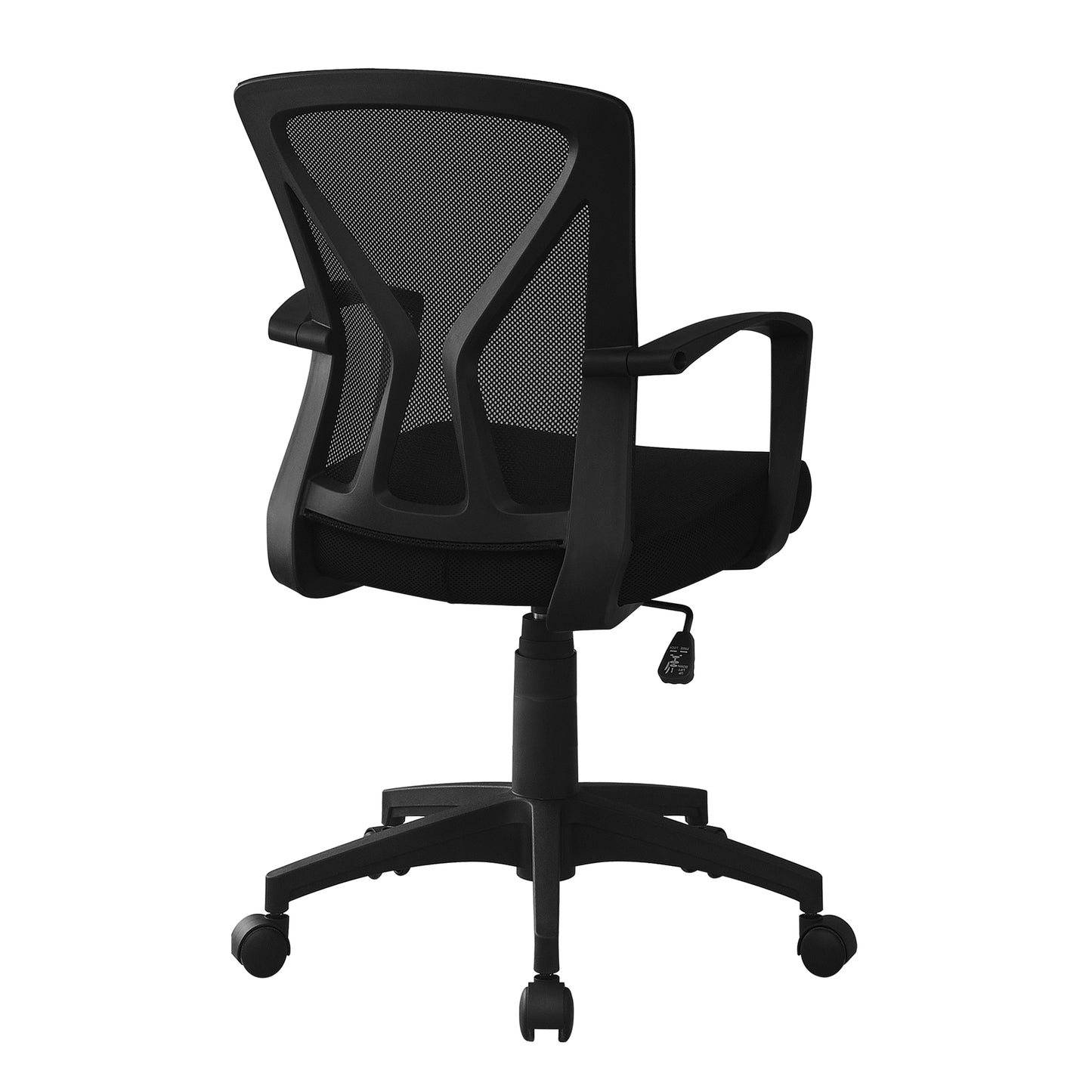 Black office chair Back view ergonomic curved backrest