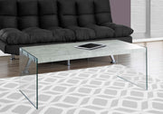 GREY CEMENT COFFEE TABLE WITH TEMPERED GLASS
