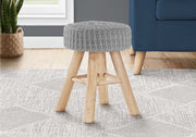 GREY KNIT OTTOMAN / NATURAL WOOD LEGS