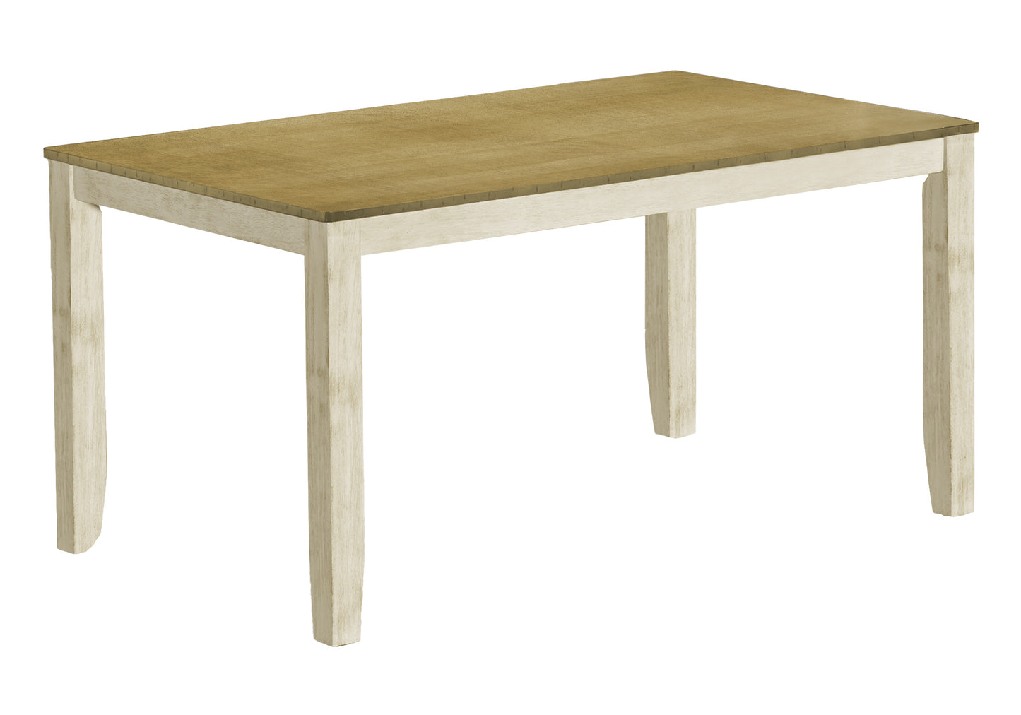 DINING TABLE - ANTIQUE WHITE/ LIGHT BROWN VENEER 36"X 60"