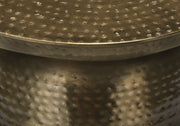 TABLE D'APPOINT - 22"H / EXTRÉMITÉ TAMBOUR EN MÉTAL FER DORÉ 