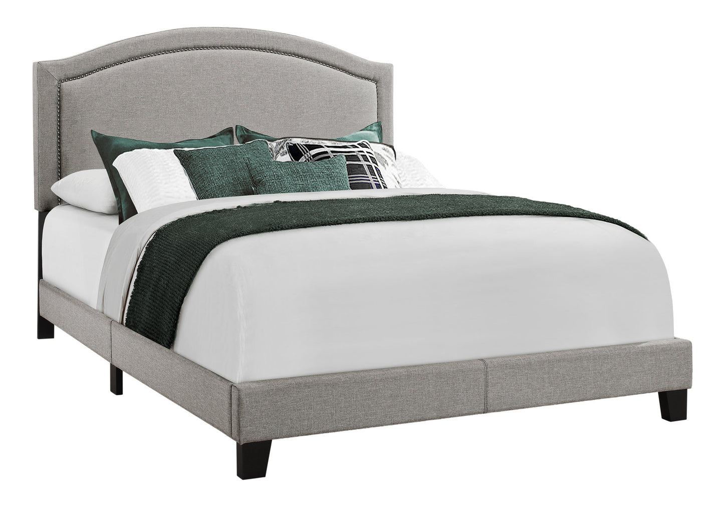 LIT - QUEEN SIZE / LIN GRIS AVEC BORDURE CHROMÉE
