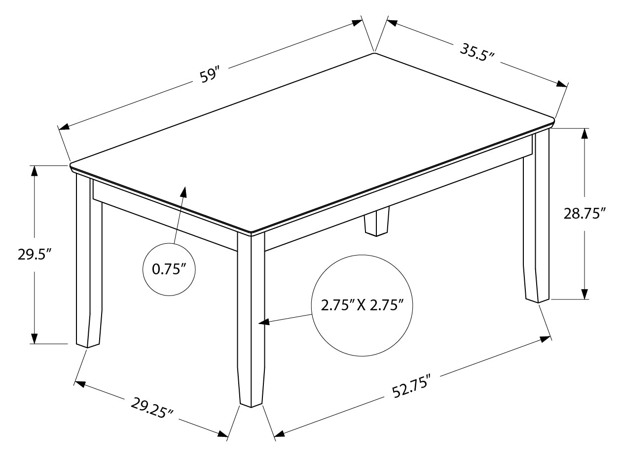 DINING TABLE - ANTIQUE WHITE/ LIGHT BROWN VENEER 36"X 60"