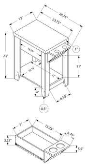 TABLE D'APPOINT - 23"H / ESPRESSO AVEC PORTE-VERRE 