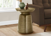 TABLE D'APPOINT - 22"H / EXTRÉMITÉ TAMBOUR EN MÉTAL FER DORÉ 