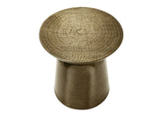 TABLE D'APPOINT - 22"H / EXTRÉMITÉ TAMBOUR EN MÉTAL FER DORÉ 