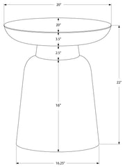 TABLE D'APPOINT - 22"H / EXTRÉMITÉ TAMBOUR EN MÉTAL FER DORÉ 