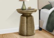 TABLE D'APPOINT - 22"H / EXTRÉMITÉ TAMBOUR EN MÉTAL FER DORÉ 