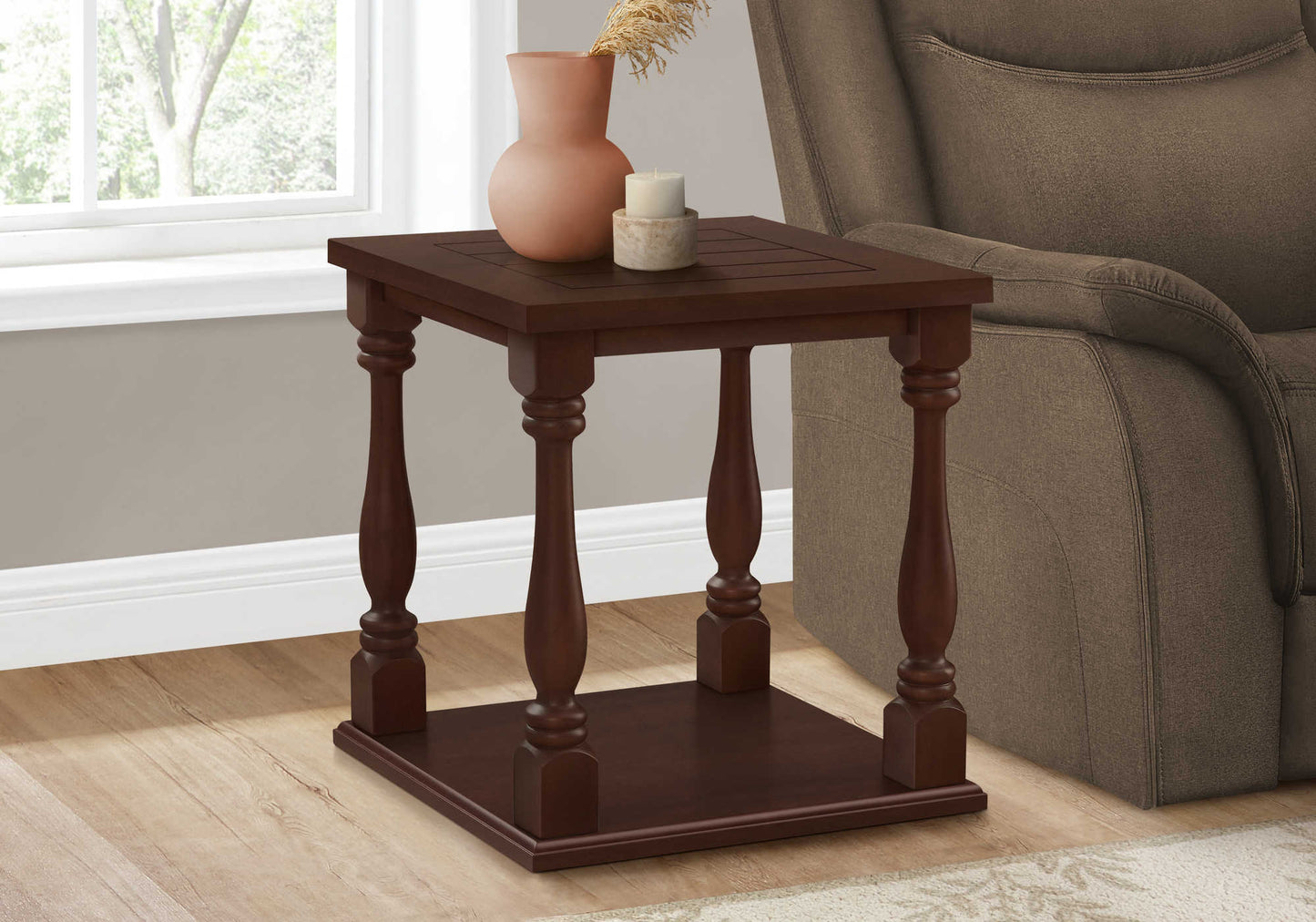 TABLE D'APPOINT - 25"H / TABLE D'APPOINT EN PLACAGE ESPRESSO 