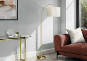 LIGHTING - 65"H BRASS METAL ARC FLOOR LAMP / IVORY