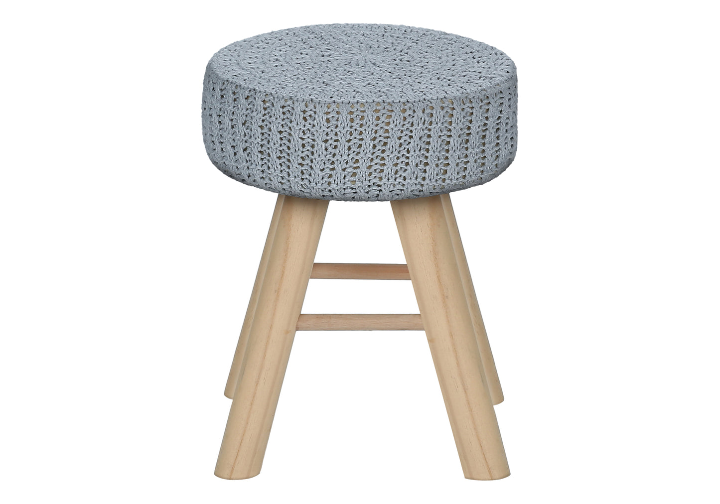 OTTOMAN - GREY KNIT / NATURAL WOOD LEGS
