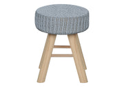 OTTOMAN - GREY KNIT / NATURAL WOOD LEGS
