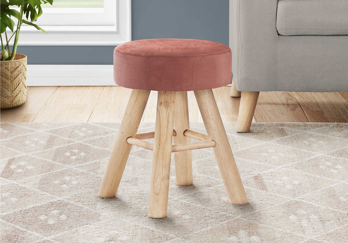  Pink Knit Ottoman