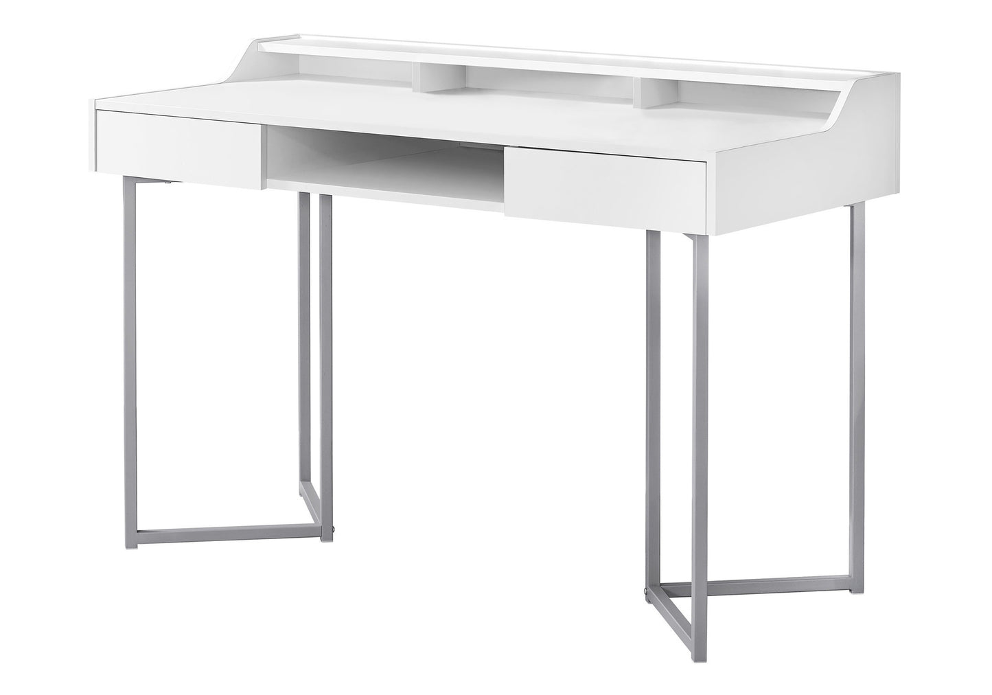 White Computer Desk with drawers & metal legs