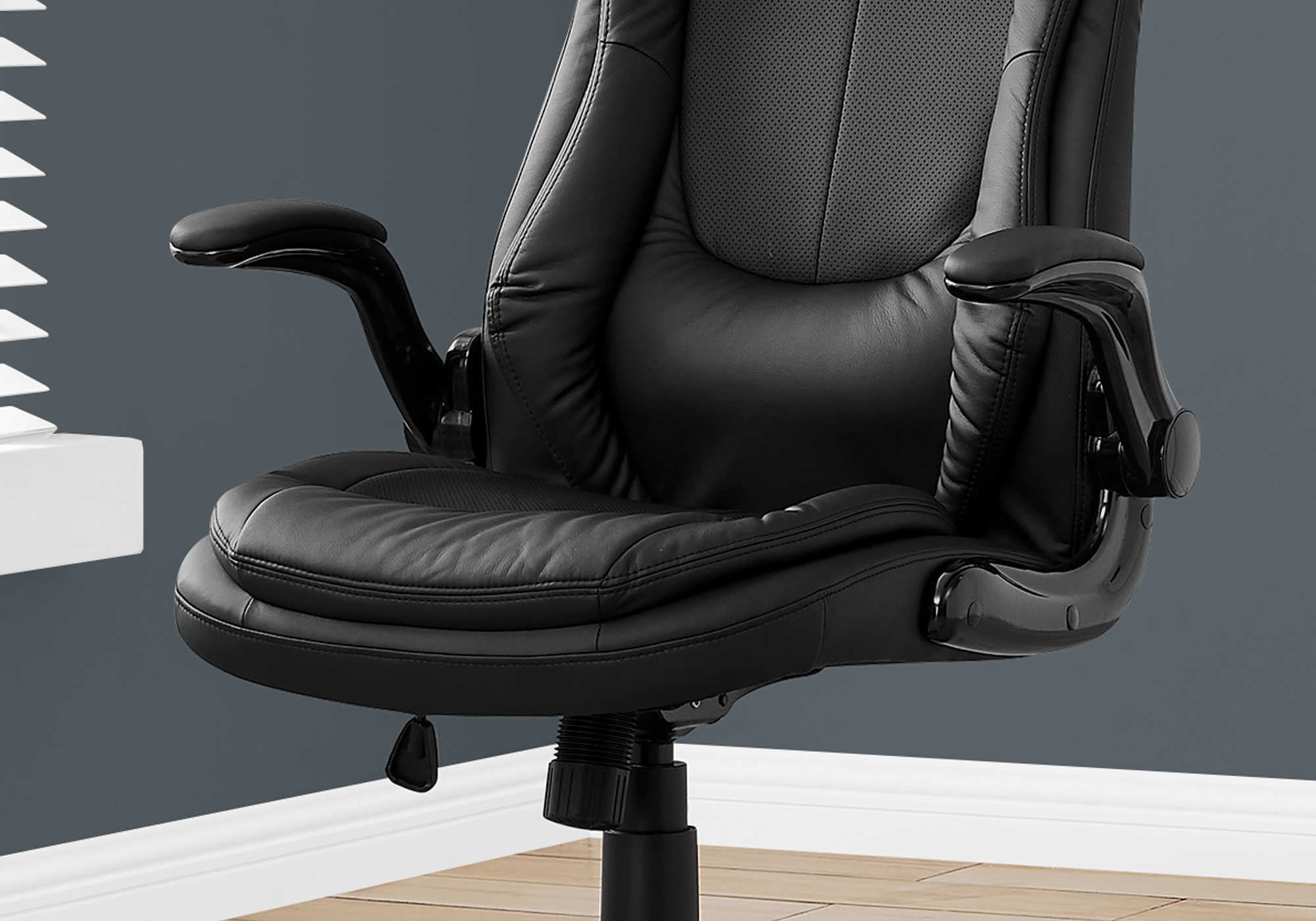 black leather executive chair front