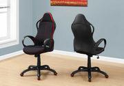 Red and Black Fabric Office Chair with multi‑position tilt, ergonomic high back and headrest