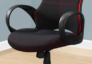 Side view of Red and Black Fabric Office Chair showcasing ergonomic padding and quality finish